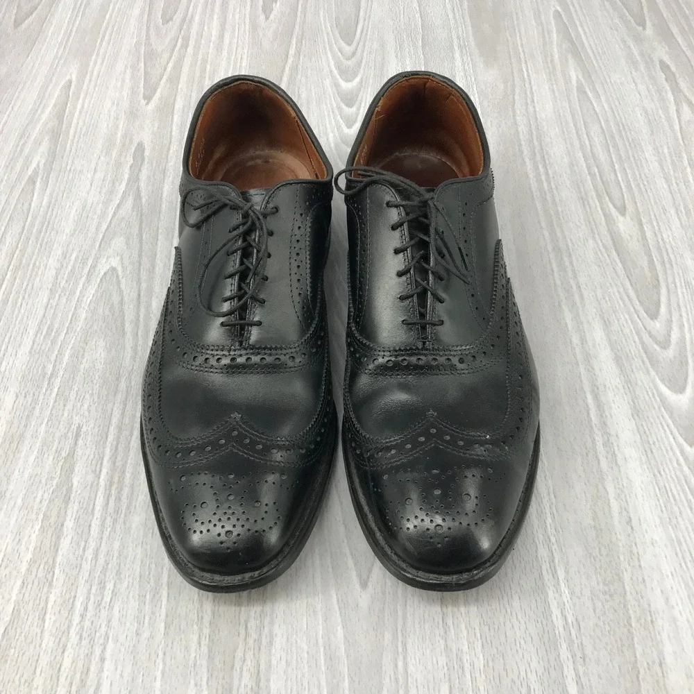 Allen Edmonds McAllister Black Leather Wingtip Oxford Dress Shoes Mens 11 E 6205